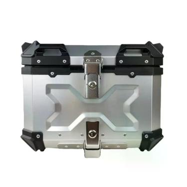 Imagem de Baú Traseiro para Moto 45L Alumínio Prata com Base Universal e Fechamento Antirroubo Tronos