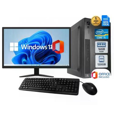 Imagem de Computador Core i5 16GB RAM SSD 120GB Monitor Teclado e Mouse, Windows