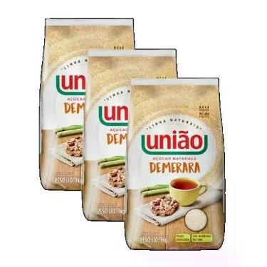 Imagem de kit 3 AÇÚCAR DEMERARA UNIÃO NATURAIS PACOTE 1KG