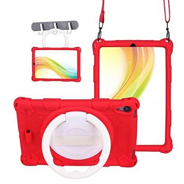 Imagem de Capa para tablet Capa infantil compatível com iPad Mini 6ª geração 2021 8,3 polegadas, capa leve de silicone macio, com alça de mão e cinto de ombro capa giratória Estojo Protetor Completo (Color : R