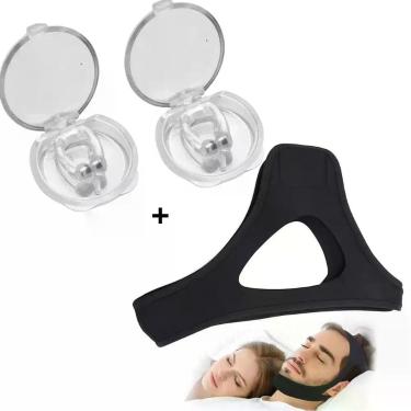 Imagem de Kit Anti Ronco com Máscara Ajustável e 2 Clipes Nasais Magnéticos - Bi
