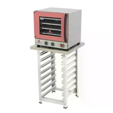 Imagem de Kit - Forno Turbo Elétrico Fast Oven PRP-004 127V Rosa + Bancada MES-0