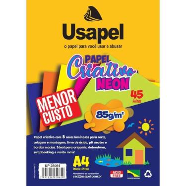 Imagem de Bloco para Educacao Artistica Usapel Neon 5COR. A4 85G 45FLS - Usa Fol