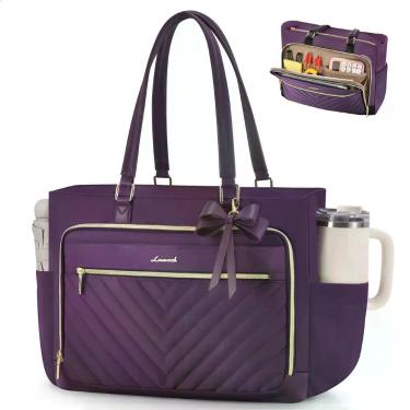 Imagem de Bolsa Tote LOVEVOOK 43cm para Laptop com PortaCopo - Roxa