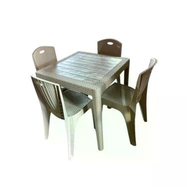 Imagem de Kit 4 Cadeiras Bistrô para Jardim Cor Camurça e 1 Mesa - CRB