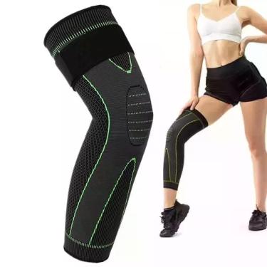 Imagem de Joelheira De Compressao Meia Termica 3/4 Esporte Corrida Tensor Perna Coxa Panturrilha Articulada Circulacao