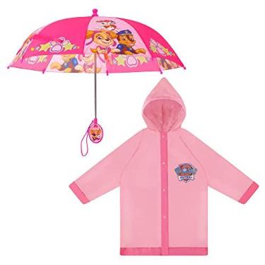 Imagem de Conjunto de capa de chuva e guarda-chuva da Patrulha Canina para meninas da Nickelodeon, Rosa claro, 4-5T