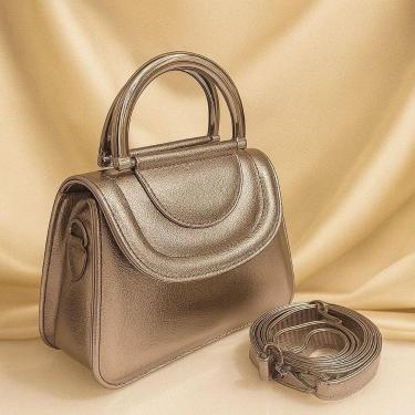 Imagem de Bolsa Feminina OEM Julia Elegante com Alca de Ferragem Plastico e Alca Transversal Ajustavel Grafite