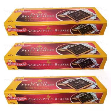 Imagem de Kit 3 Biscoito Cobertura Chocolate Amargo Petit Beurre 150G - Griesson