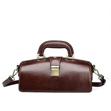 Imagem de Bolsa de couro genuíno de vaca médica bolsa de ombro marrom fivela feminina Erivis, Marrom, L:(10.6"); H:13cm (5.11"); W: (4.5")