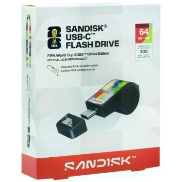 Imagem de Pendrive Sandisk SDCZIA-064G-G46 64GB USB-C Edição Especial Copa do Mundo FIFA 2026 Preto