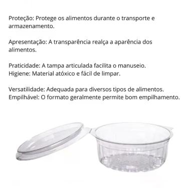 Imagem de Embalagem Plástica BP-742 para Sobremesas e Alimentos com Tampa Articulada Transparente Bipack 250ML