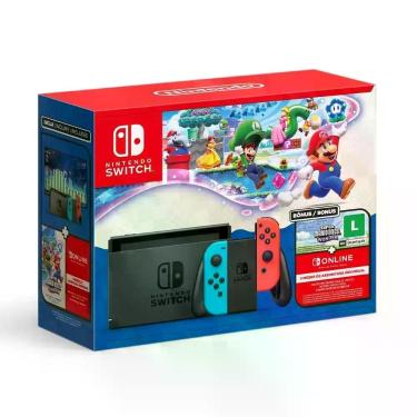 Imagem de Console Nintendo Switch V2 e controle joycon Vermelho e Azul + Super M