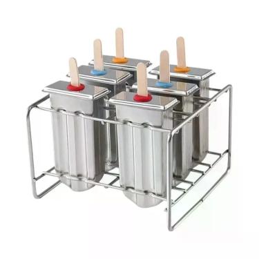 Imagem de Forma De Aço Inoxidável Para Picolés Com Suporte Para Sorvetes E Lolli