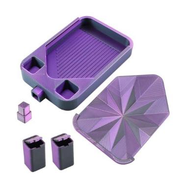 Imagem de Fancyes Bandeja organizadora de contas para arte com diamantes, anti-riscos, classificador de strass para ponto cruz, artesanato e decoração de cantinhos de, Preto Roxo