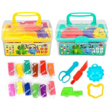Imagem de 2 Kits Massinha de Modelar 2 Maletas 24 Massas 12 Acessórios - Goal Ki