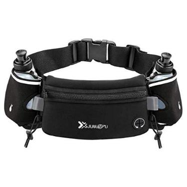 Imagem de Number-one Cinto de corrida com garrafas de água (2 x 175 ml), cinto de hidratação à prova d'água, bolsa de cintura para iPhone ajustável, bolsa de cintura esportiva para maratona,