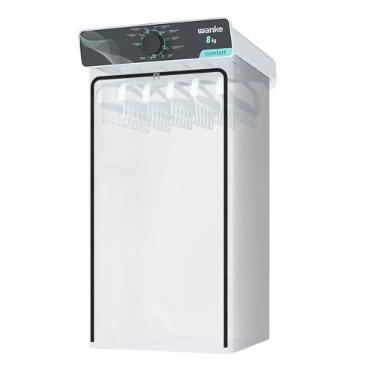 Imagem de Secadora de Roupas de Parede Wanke Comfort 8kg 127V Branca com 8 Programas de Secagem, Timer até 120 Min, Painel Inclinado e 6 Cabides Multifuncionais