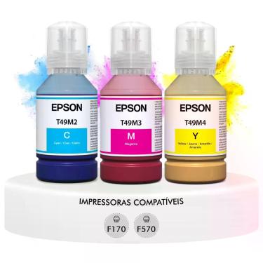 Imagem de Kit 3 Cores Tinta Sublimatica Magenta Amarela Ciano T49m Original Epso