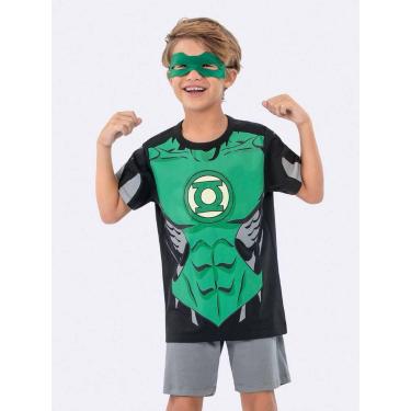 Imagem de Pijama Manga Curta Infantil Masculino Lanterna Verde Brilha no Escuro 