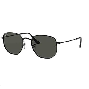 Imagem de Óculos De Sol Ray-Ban Polarizado Hexagonal Tam 54, Preto - Lentes Verde