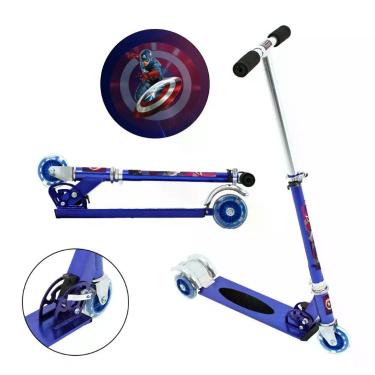Imagem de Patinete Scooter Captain America Infantil Azul de Alumínio - DM Radica