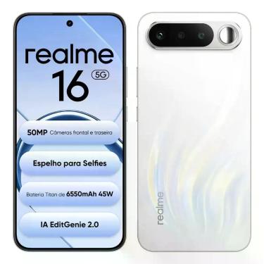 Imagem de Realme 16 5G 256GB 12GB RAM Dual Sim Câmera De 50MP Bateria 6550mAh NF