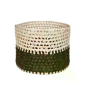 Imagem de Cachepot Cesto Palha Natural Musgo Decorativo Grillo 17x21cm