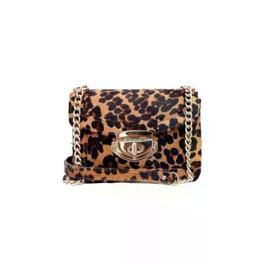 Imagem de Bolsa feminina pequena de couro animal print onça Adriana - Zaia