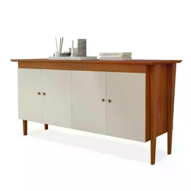 Imagem de Aparador Buffet Moretta Para Sala De Estar 1,80M 4 Portas Em Mdf 15Mm - Carvalho New/Off White