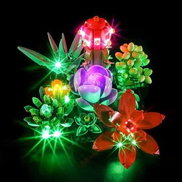 Imagem de YEABRICKS Kit de luz LED para Lego – Modelo de blocos de construção de suculentas criador, conjunto de luz LED compatível com 10309 (conjunto de lego não incluído)
