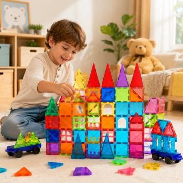 Imagem de Brastoy Blocos de Montar Magnéticos Construção STEM Brinquedo Infantil Educativo
