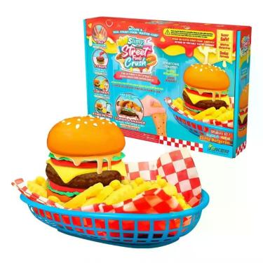 Imagem de Slime Slimy Diy Street Food Crush Hamburger Misture e Modele Ingredientes Superrealistas Esmague para Sensação Cremosa