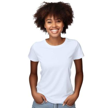 Imagem de Baby Look Branca Lisa Feminina Adulto Algodão com Poliéster - UseP4, B