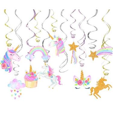 Imagem de Klmars 30 Ct Unicorn Hanging Swirl Decorations - Unicorn Party Decorations
