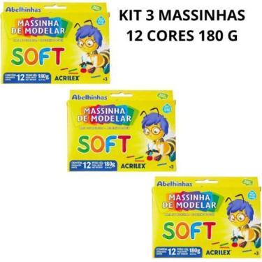 Imagem de Massinha de modelar 180g Cx C/12 Cores Pct c/3-ACRILEX