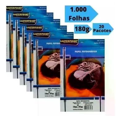 Imagem de 1.000 Folhas Papel Fotográfico A4 Glossy 180g Masterprint Cor Branco