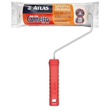 Imagem de Atlas - Rolo de 15cm com 100% Lã Natural Tramada em Tecido com Manta com 12mm de Altura
