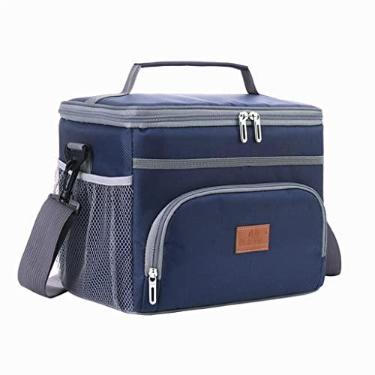 Imagem de Bolsa de piquenique,lancheiras e bolsas reutilizáveis,15L grande dade à prova de vazamento lancheira térmica grande piquenique frio e quente pacote isolado bolsa de ombro para Azul