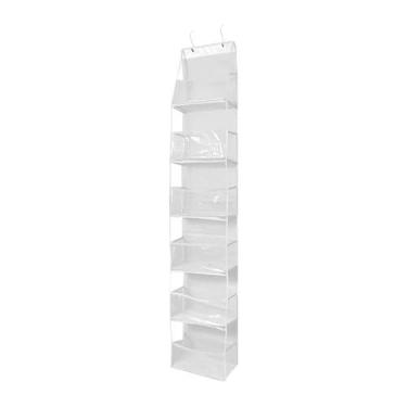 Imagem de SiaBiced sobre o organizador da porta porta pendurado sapato rack bolsos de grande capacidade para brinquedo de pelúcia, Branco 30x15x160cm