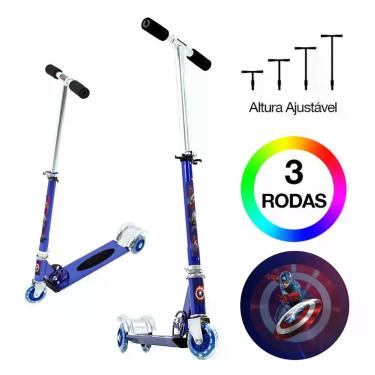 Imagem de Patinete Capitão América Infantil Meninos de Três Rodas Azul - DM Radi
