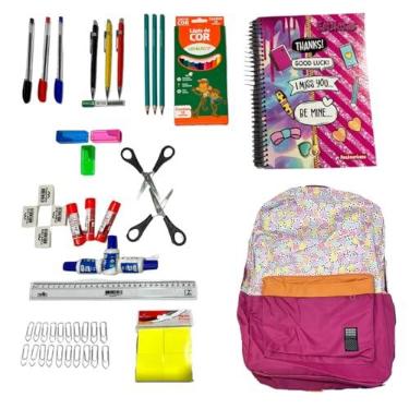 Imagem de Material Escolar Completo Menina Ensino Fundamental Medio Barato Com 53 Itens