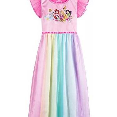 Imagem de Disney Pijama de fantasia para meninas, vestido de princesa, arco-íris, princesas, tamanho 3T