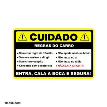 Imagem de Adesivo Decorativo Sem Resina 'Cuidado Regras Do Carro' Carro 10,5X6,5 Cm Preto