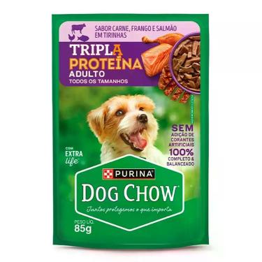 Imagem de Ração Úmida Dog Chow Tripla Proteína Sabor Carne, Frango e Salmão em T