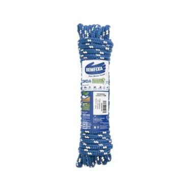 Imagem de Corda de Poliéster Azul 8mm x 10m Bemfixa – Alta Resistência para Amarração, Construção e Uso Geral