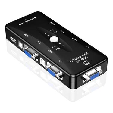 Imagem de Switch Kvm 4 Portas Usb Vga Para 4 Pcs Teclado E Mouse - NoBrand