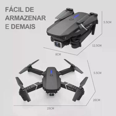 Imagem de Drone E88 Dobrável com Câmera Wi-Fi, Controle e 2 Baterias - Bellavie