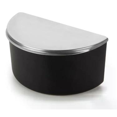 Imagem de Saleiro 1 Kg Tampa Inox Corpo Preto Organizador Porta Sal Temperos Alt