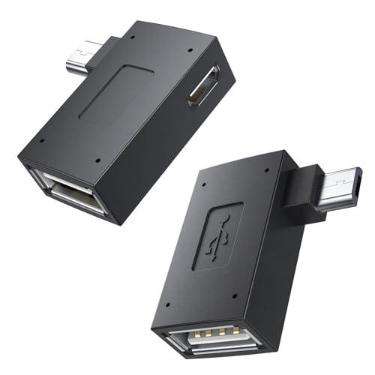 Imagem de MOGOOD Adaptador de cabo OTG para Fire TV Stick 4K, memória adicional para Fire TV Stick alimentado por ângulo esquerdo e direito Micro USB para USB OTG adaptador para telefone Android Tablet e mais